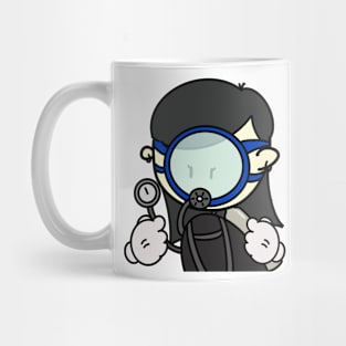 Ordinary Scuba Diving man with circular mask, Minimal cartoon, plain cute design Mug